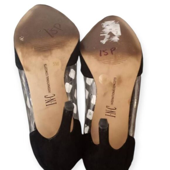 INC INTERNATIONAL CONCEPTS BLACK SUEDE PUMPS W/CLEAR SIDES SZ.5 GUC - Picture 8 of 8